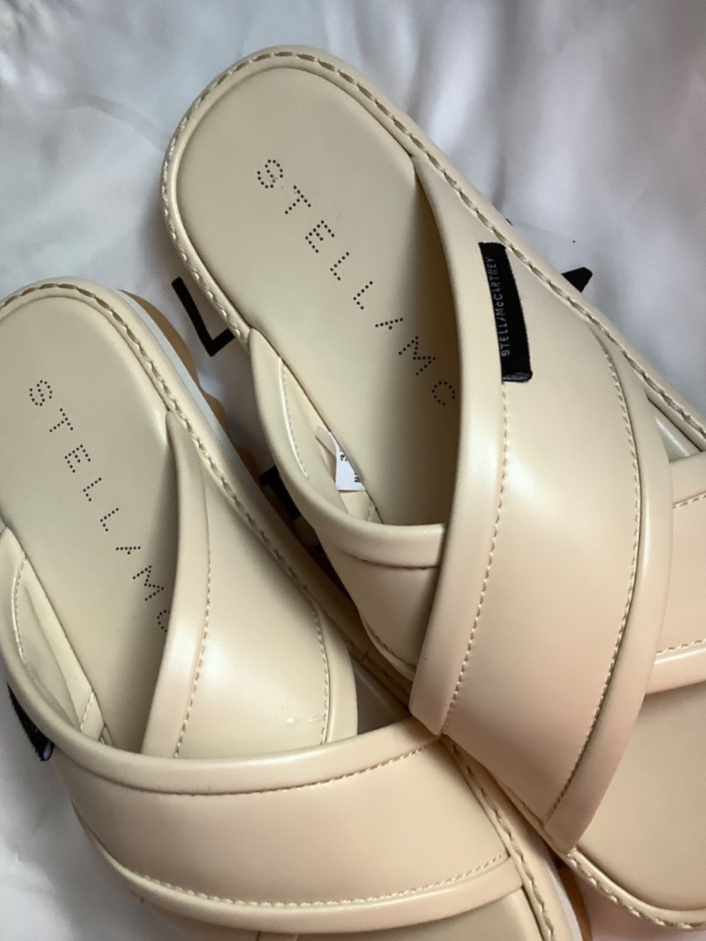 Stella McCartney Sneak-Elyse Platform Slide Sandals Cream SZ EU 38/ US 8 - Picture 5 of 16